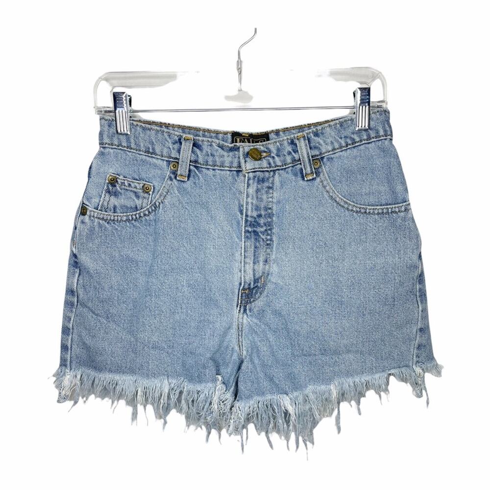 FALLS CREEK vintage high rise raw hem festival jean shorts / 24
